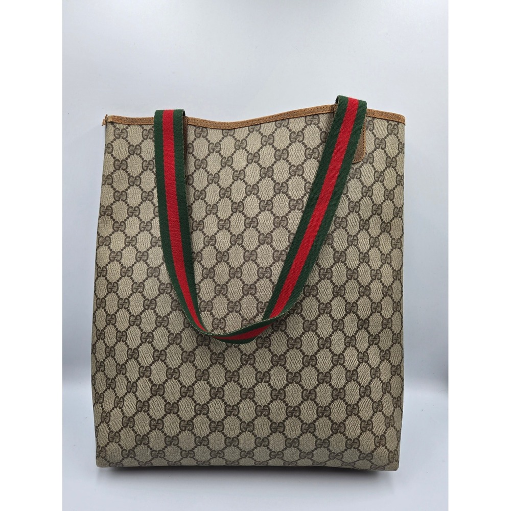 Vintage Gucci GG Monogram Tote Bag Handbag Purse with Pocket Classic - Picture 2 of 15